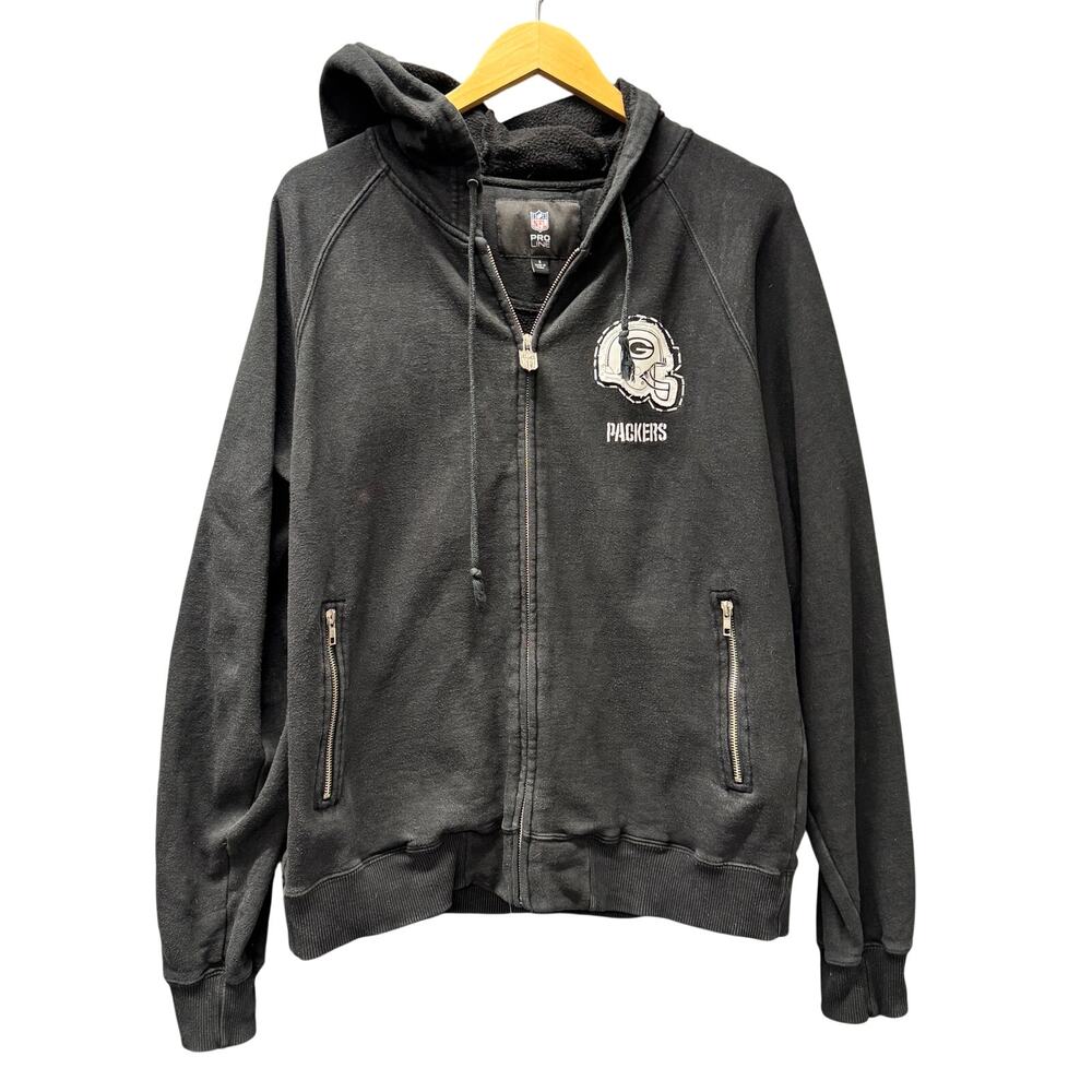 Green Bay Packers Hoodie Mens Small‎ Black Full Zip Embroidered NFL Pro Line